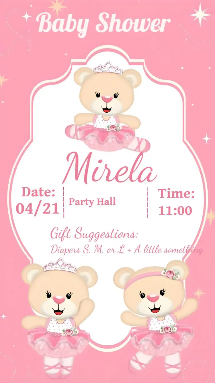 Baby Ballerina Bear Diaper Shower