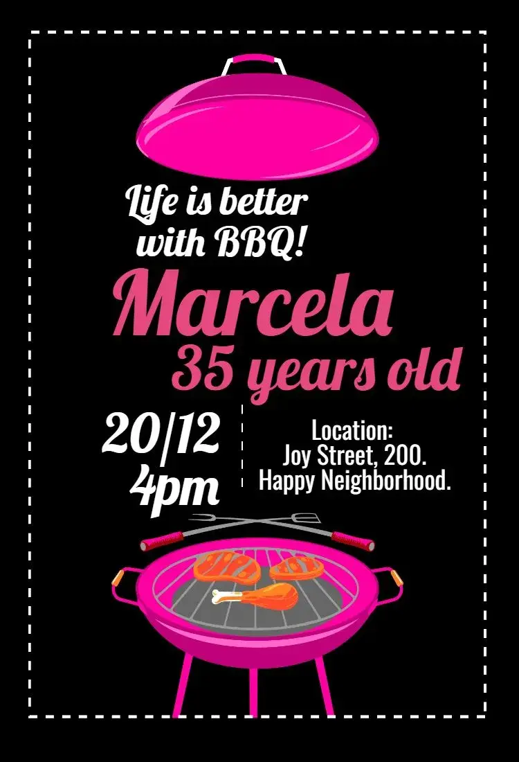 Invite Pink Barbecue Birthday editable and customizable