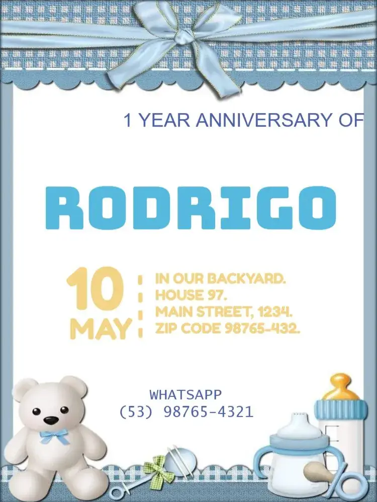 For Boy Teddy Bear Edit Children's invitation