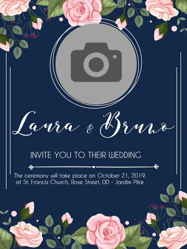 Blue Floral Foliage Wedding invitation