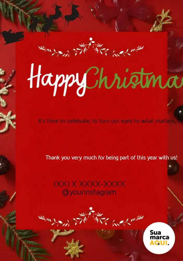 Invitation Red Christmas Thank You Card – Commemorative Dates theme red, green, festive, classic, cheerful, Christmas illustrations