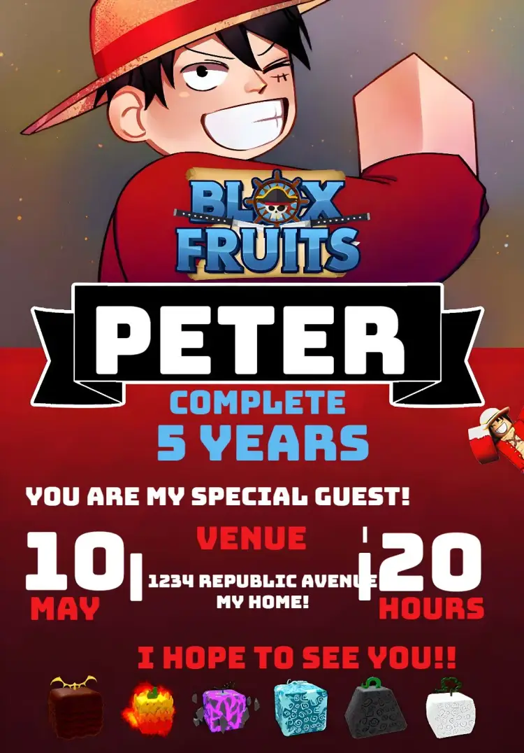 Blox Fruits Roblox Bloxfruits invitation