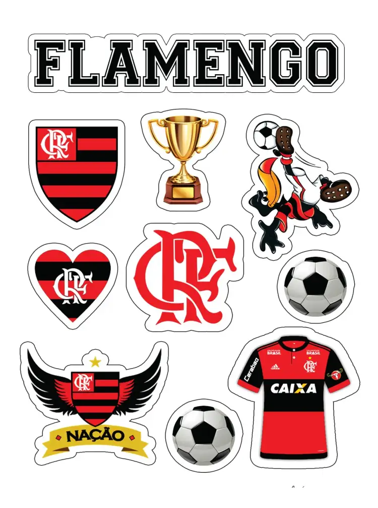 Invitation Flamengo – Cake topper theme red and black, sporty style, football graphic elements, modern design, Flamengo illustrations