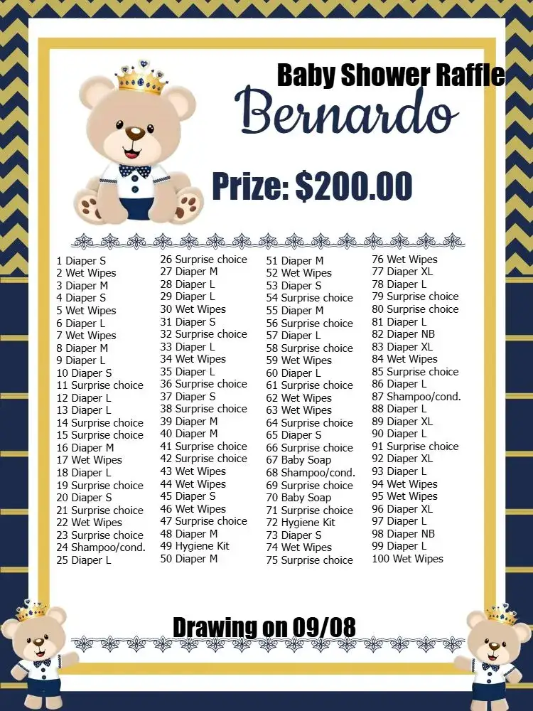 Invitation Card For Tea Raffle Little Prince Gift – Raffle Tea theme blue, golden, white, black, children's, cute