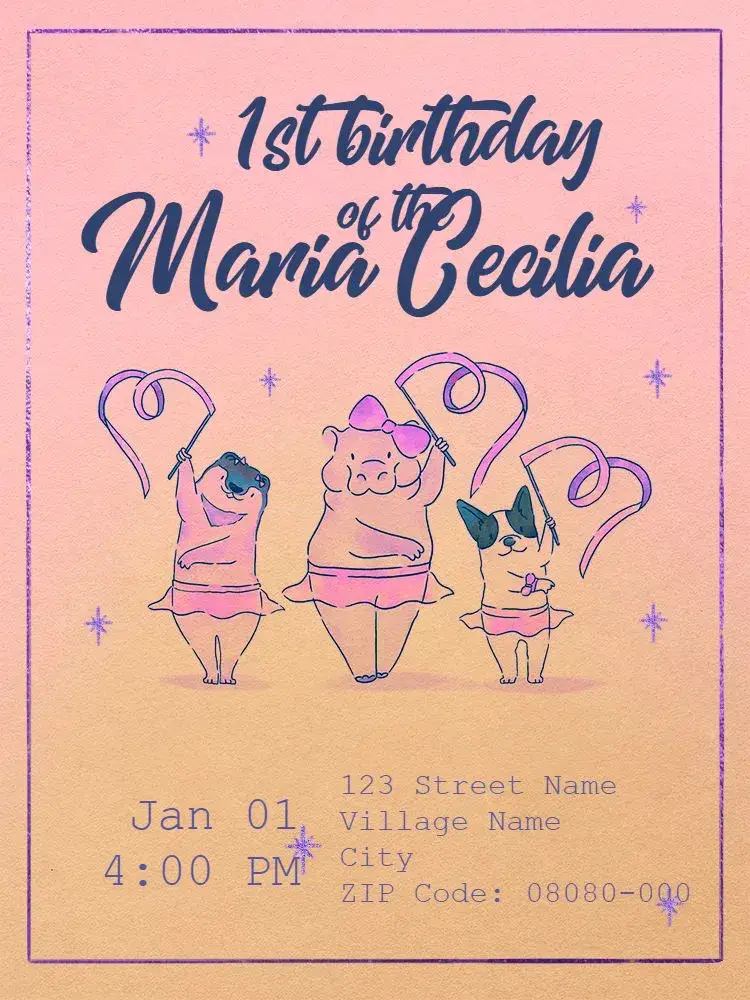 Virtual 1 Year - Ballet Ballerinas invitation
