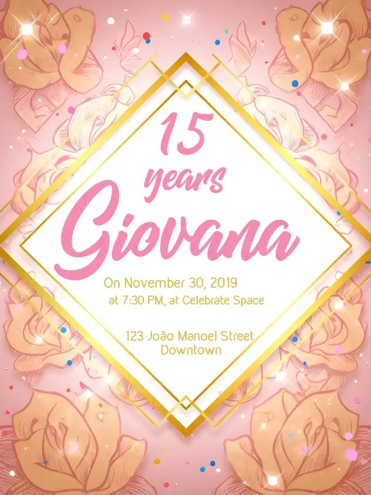 Invitation 15th Classic Provencal Reign Birthday – Sweet 15 theme Provençal, Elegant, Classic, Pink, Golden, Luxurious