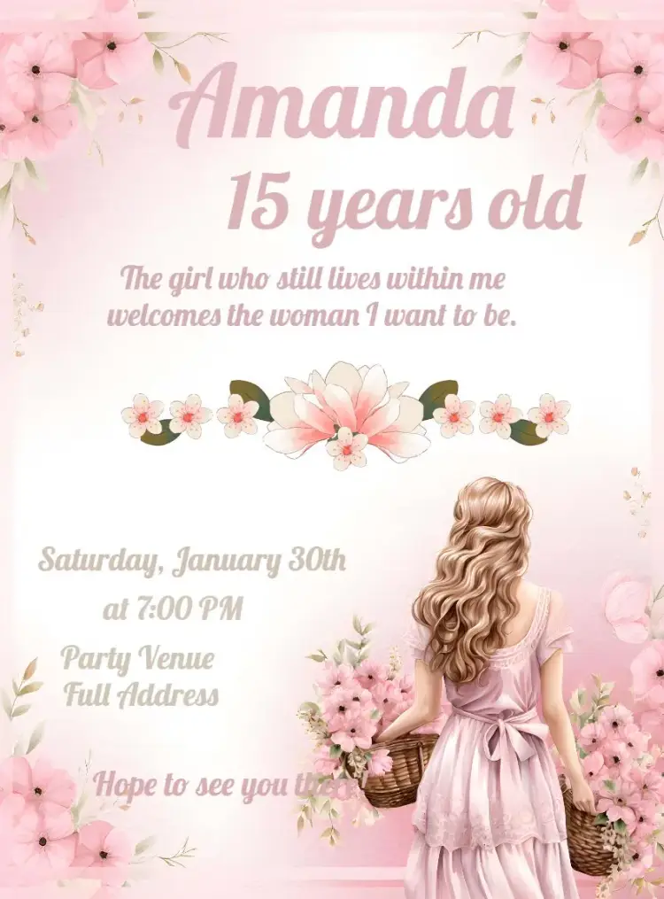 15 Years Floral Debutante invitation