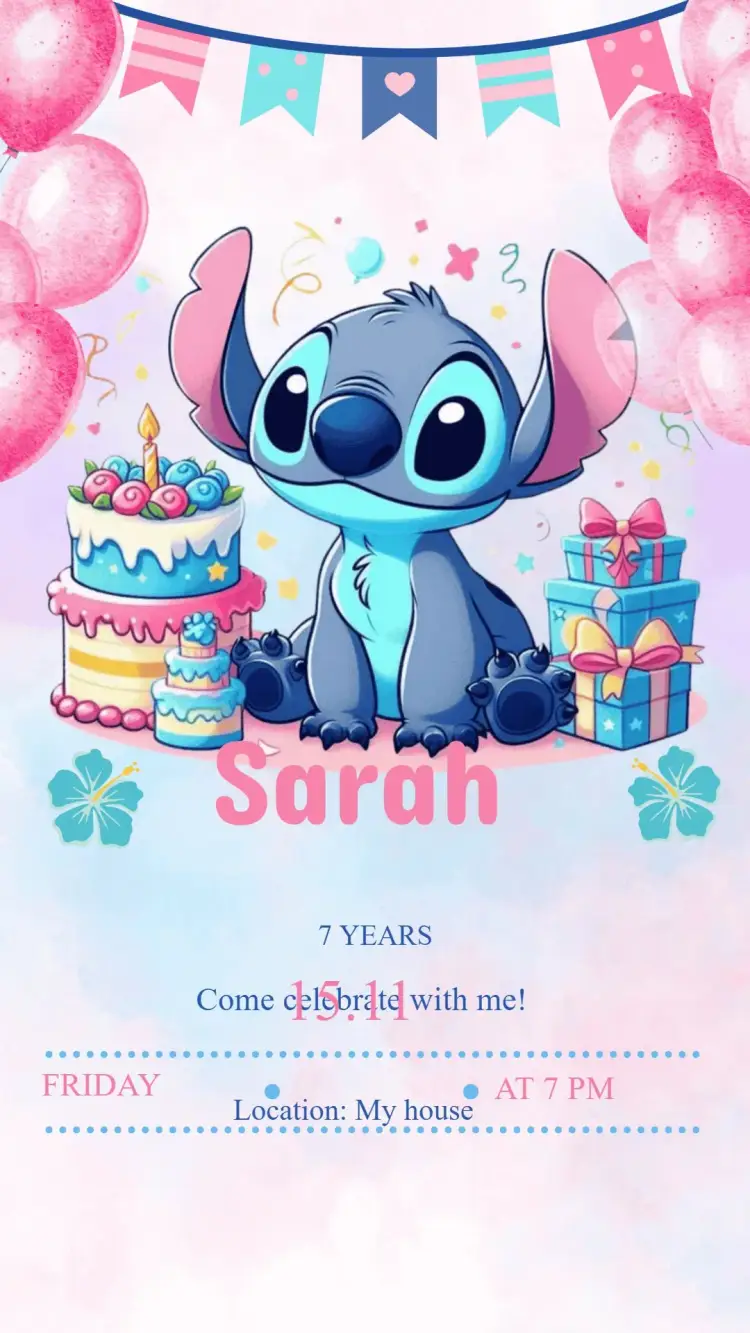 Invite Stitch Birthday Invitation editable and customizable