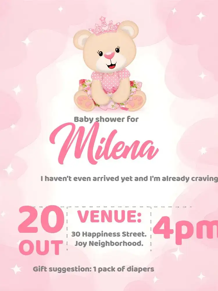 Princess Pink Teddy Bear Baby Shower