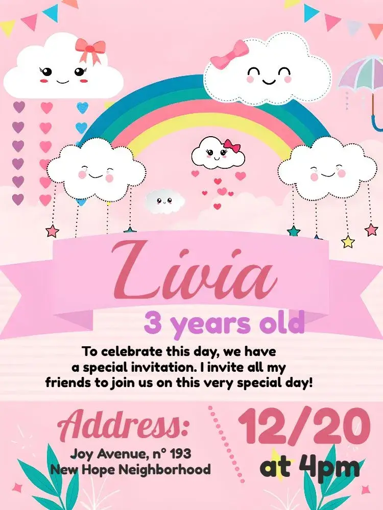White Rain of Love invitation