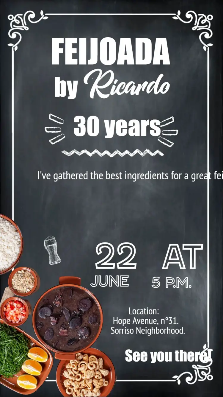 Blackboard Feijoada Dinner.Lunch invitation