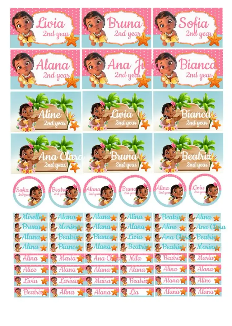 Moana Baby Party School Label invitation