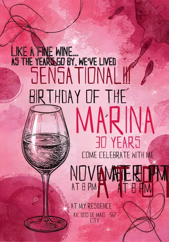 Invitation Adult Wine – Birthday theme elegant, minimalist, wine-themed, modern, subtle