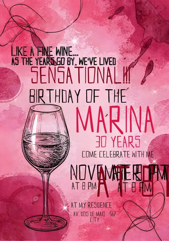 Invite Adult Wine editable and customizable