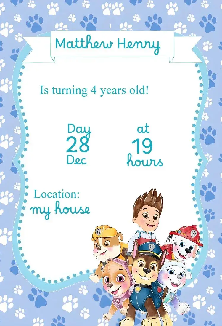 Paw Patrol Invitation