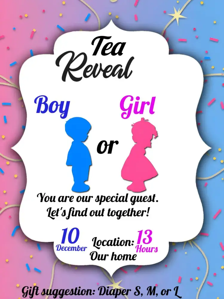 Invitation Teddy Bears White Gender Reveal – Gender Reveal theme teddy bear, white, pastel, playful, delicate, childlike