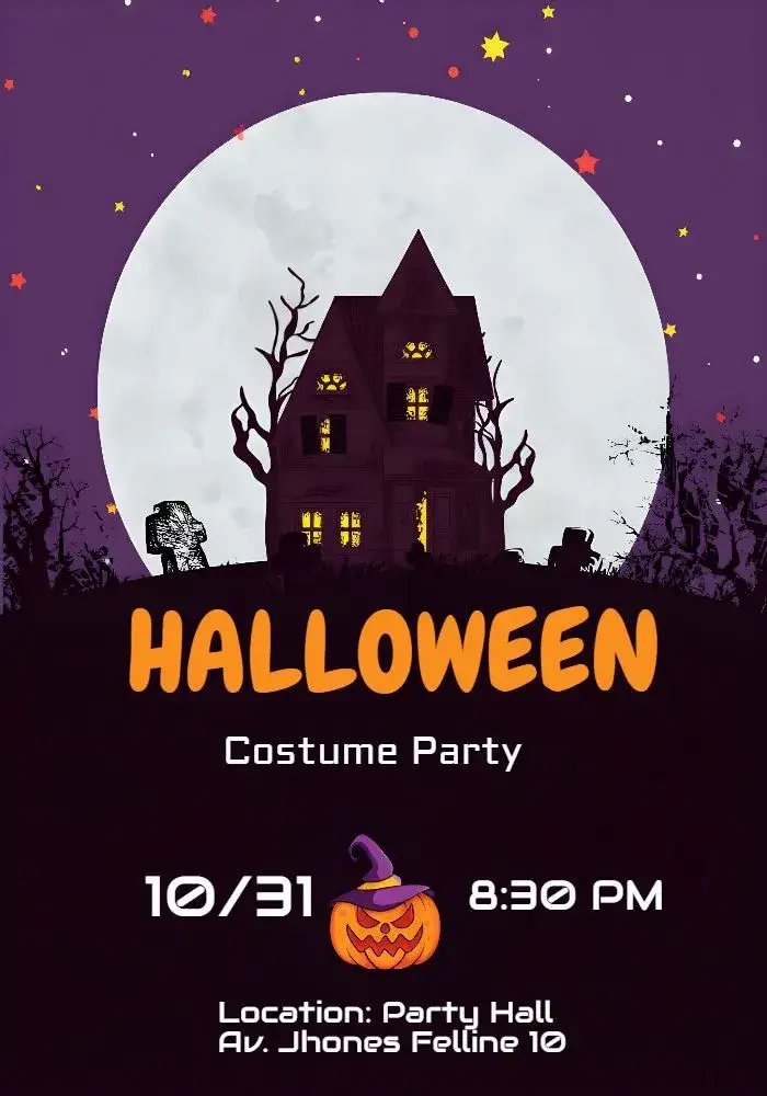 Invitation Halloween Day Party – Commemorative Dates theme dark, colorful, fun, fantastical, mysterious, Halloween-themed illustrations