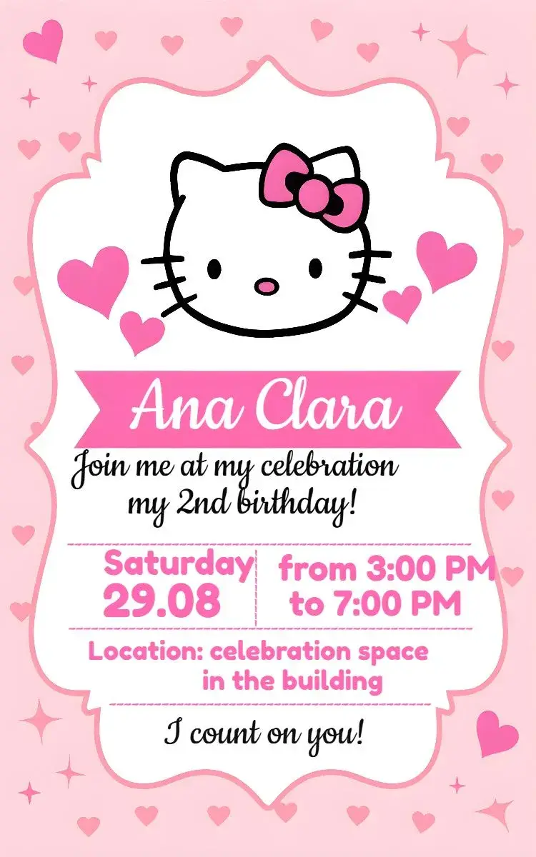 Hello Kitty Heart invitation
