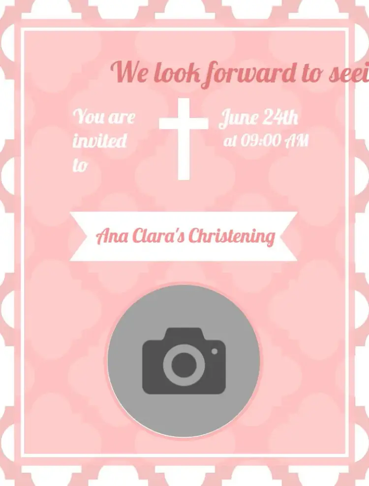 Pink Digital Baptism invitation