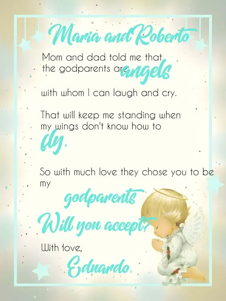 Baptism Godparents White invitation