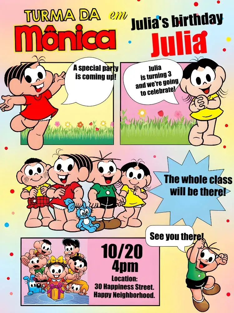 Monica's Gang Comics Comic Book invitation