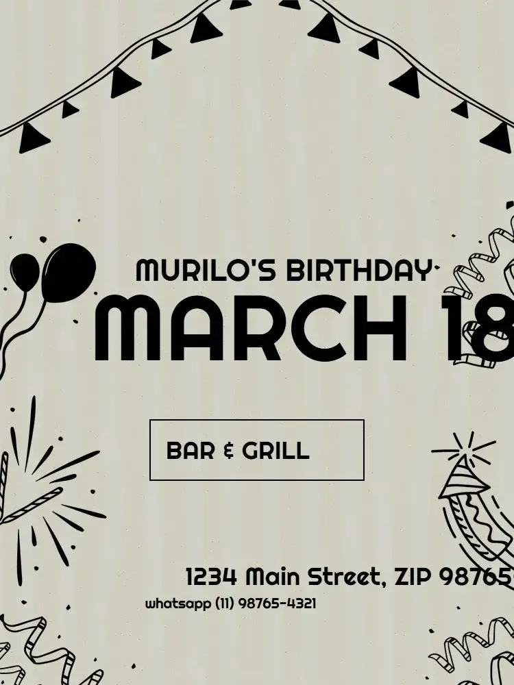 Invitation Black And Light Beige Male Adult – Kids' Birthday Party theme elegant, festive, modern, simple, masculine