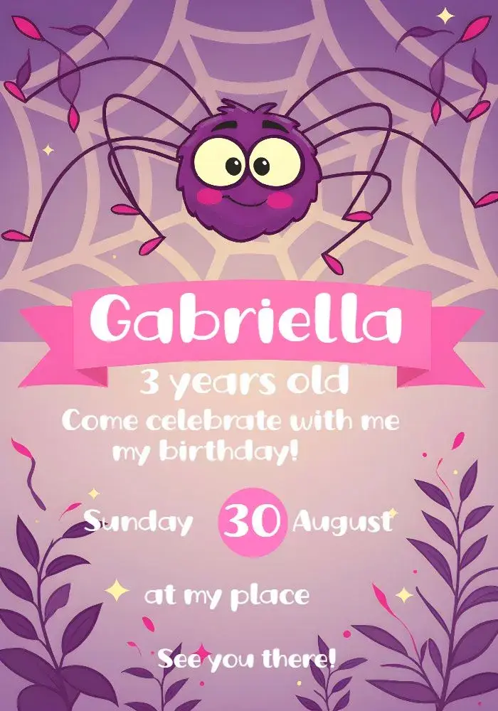 Miss Spider Web invitation