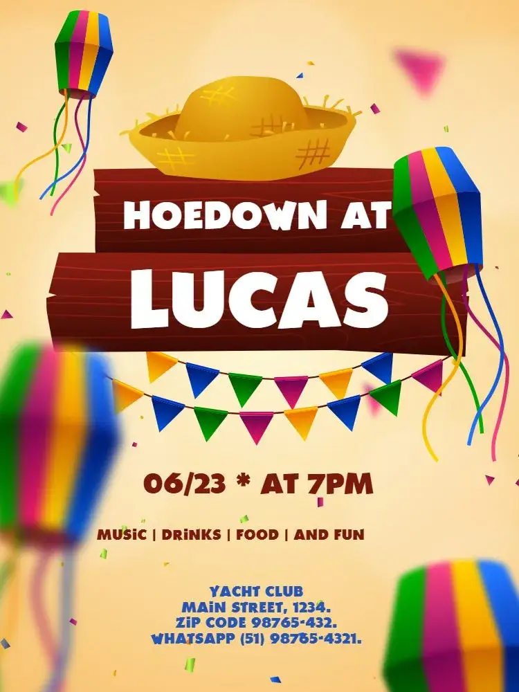 Colorful Junina Party invitation