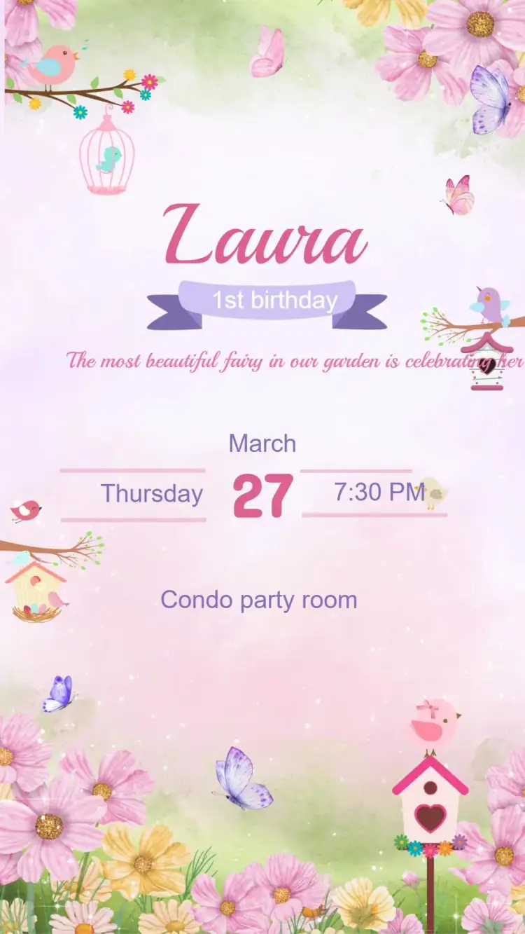 Invitation Enchanted Garden Birthday Invitation – Kids' Birthday Party theme garden, floral, colorful, playful, fantasy, soft
