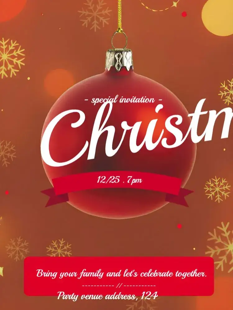 Invitation Golden Christmas – Commemorative Dates theme golden, classic, festive, elegant, modern