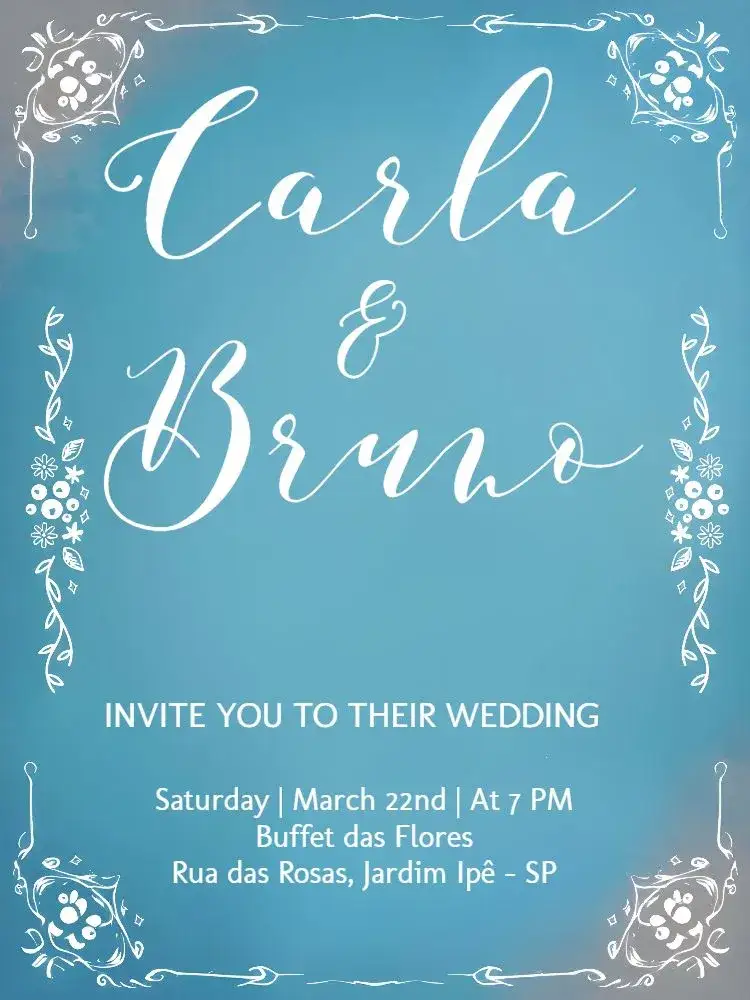 Invitation Delicate Arabesque Wedding – Wedding theme floral, delicate, blue, white, elegant, modern