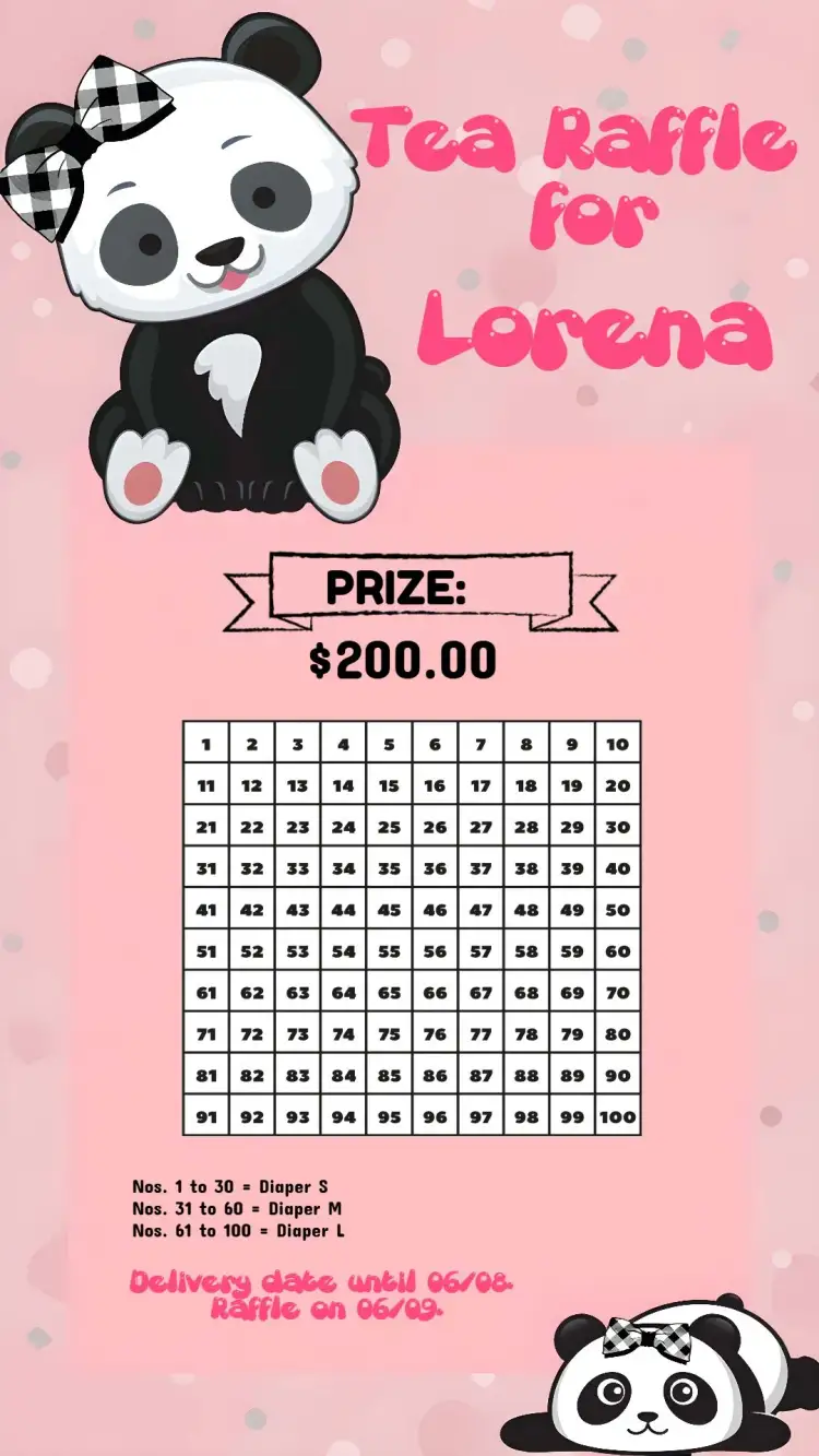 Invitation Panda Safari Tea Raffle – Raffle Tea theme safari, panda, playful, pink and black, fun, thematic