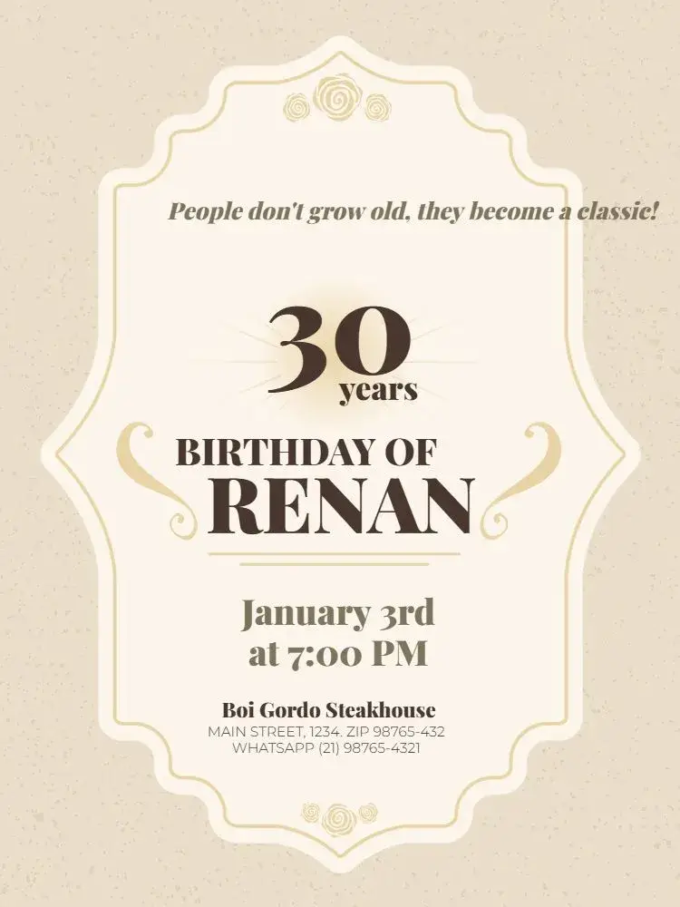 30 Funny And Elegant Beige 30th invitation