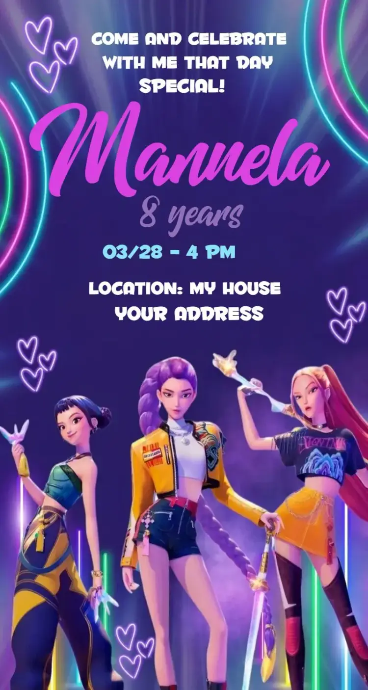 Invite Warriors of Kpop 9 editable and customizable