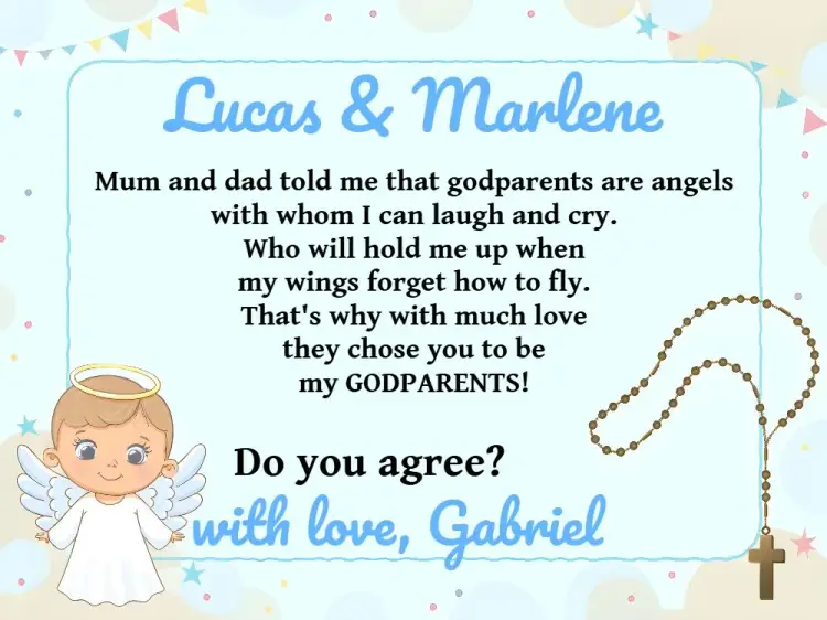 Godparents Of Baptism Little Angel Religion invitation