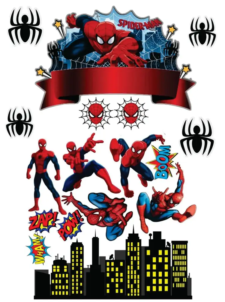 Invitation Spider-Man – Cake topper theme colorful, modern, fun, superhero-themed, childlike, dynamic