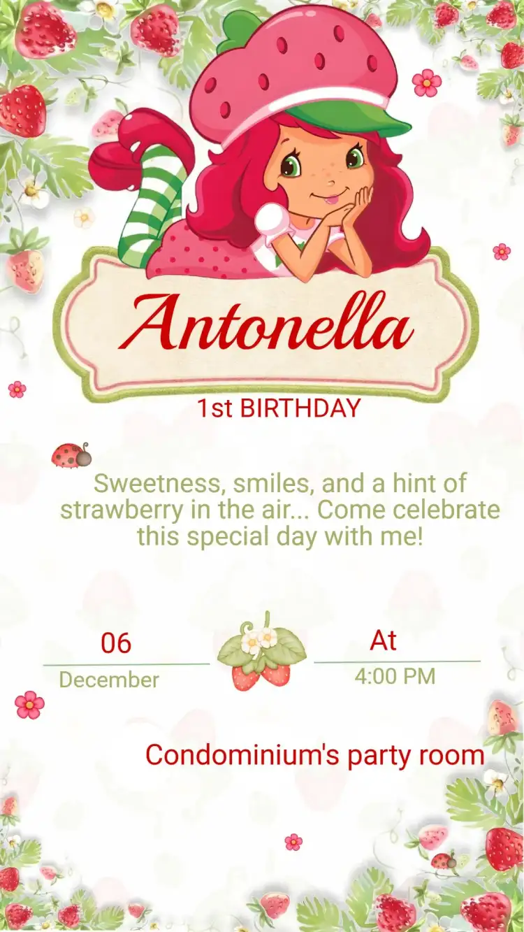 Strawberry Shortcake Birthday Invitation