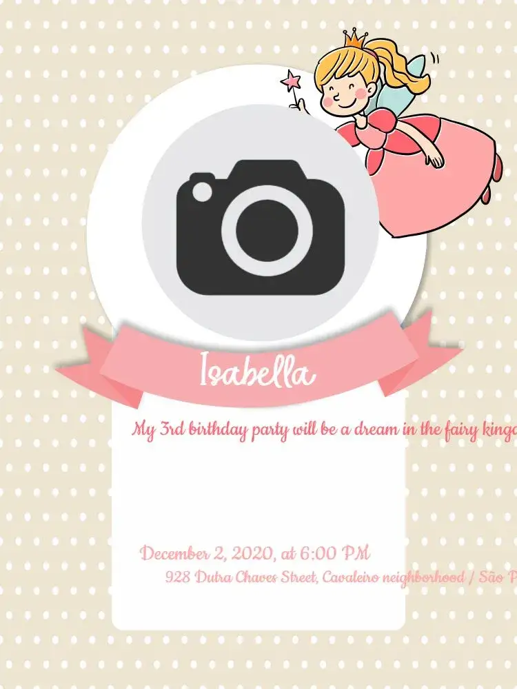 Invitation Fairy Whatsapp – Diaper Shower theme pink, childish, bubbles, modern, playful, customized