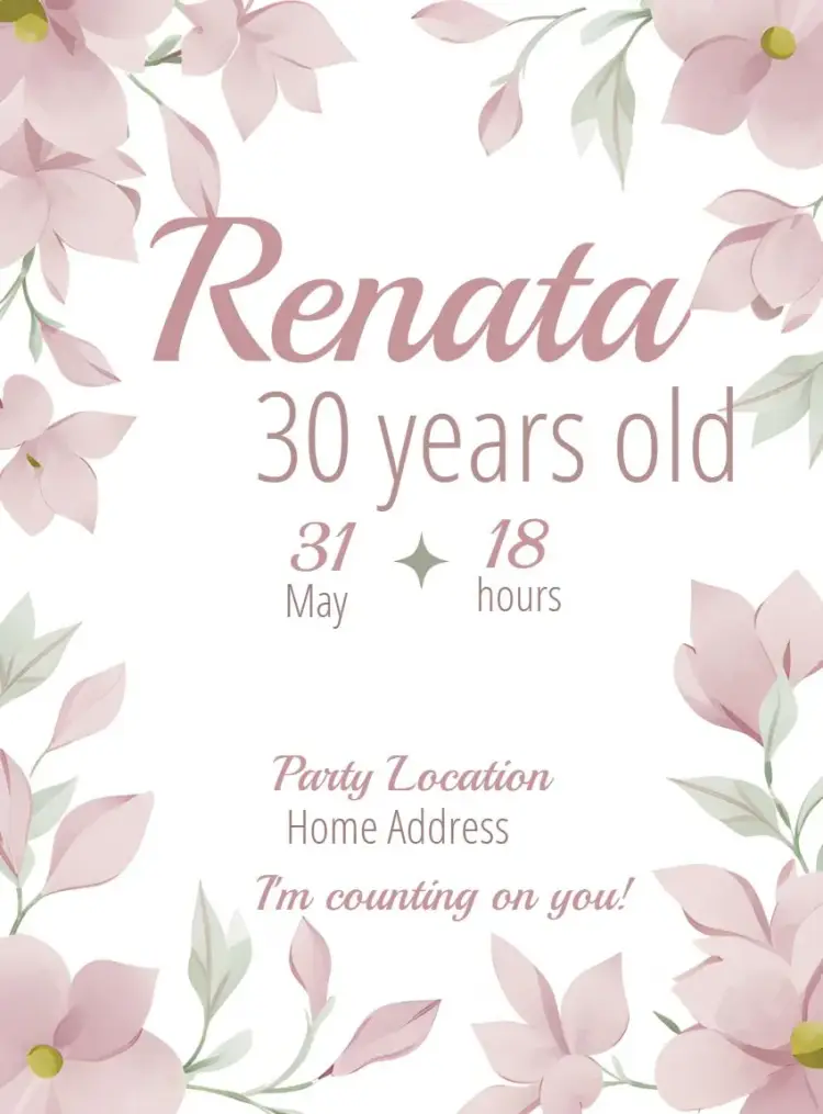 Invite Pink Floral Adult editable and customizable