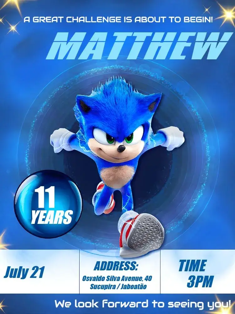 Blue Sonic invitation