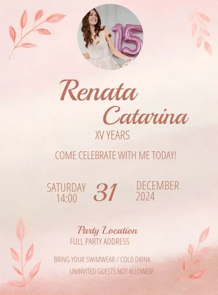 Invitation Pink 15 Years With Photo – Sweet 15 theme pink, delicate, elegant, feminine, modern, romantic