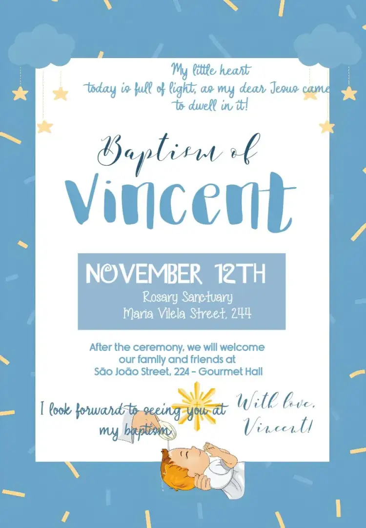 Invitation Church Baptism – First Communion theme green, Catholic, angels, minimalist, traditional