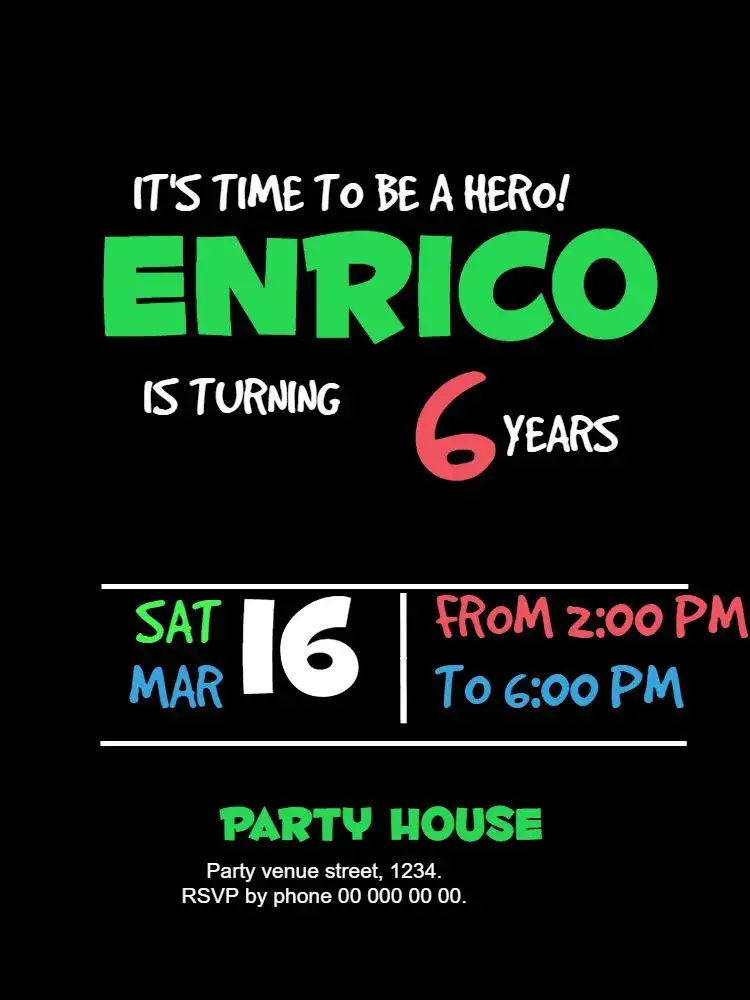 Invitation Colorful Digital Fonts – Kids' Birthday Party theme colorful, festive, fun, cheerful, childlike