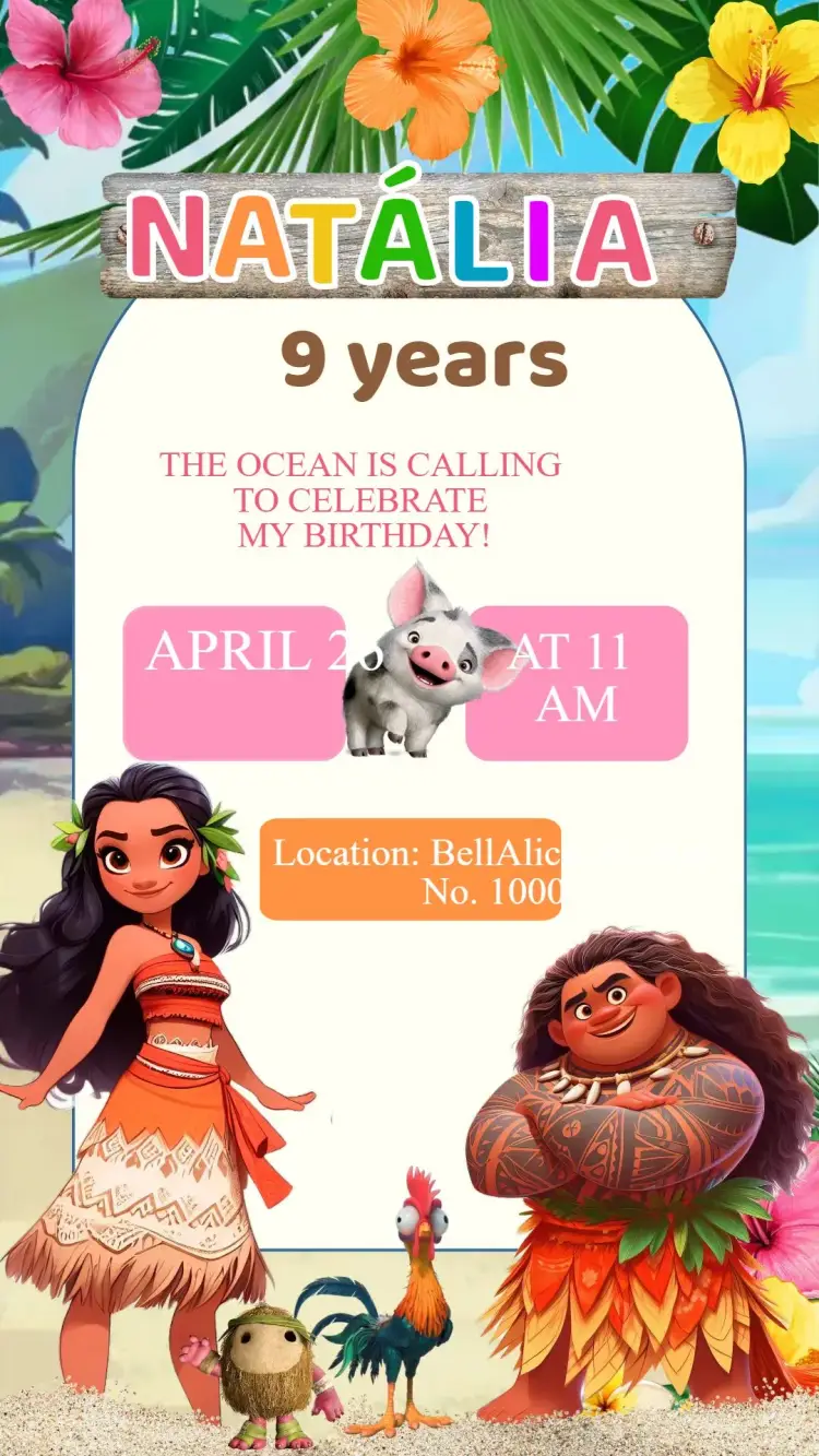 Moana Birthday Invitation