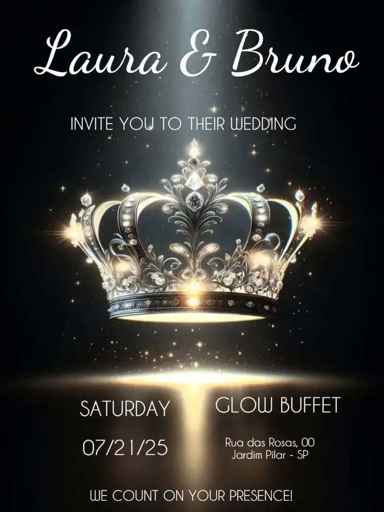 Invitation Crown Wedding To Edit Celebration – Wedding theme elegant, delicate, wooden, arabesque, romantic, sustainable