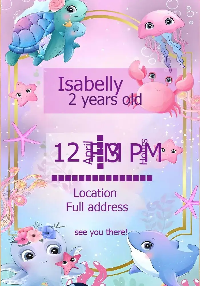 Purple Under the Sea invitation