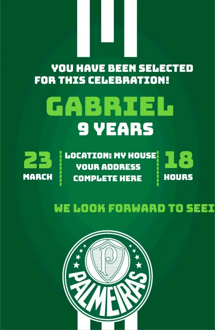 Invite Palmeiras 2 editable and customizable
