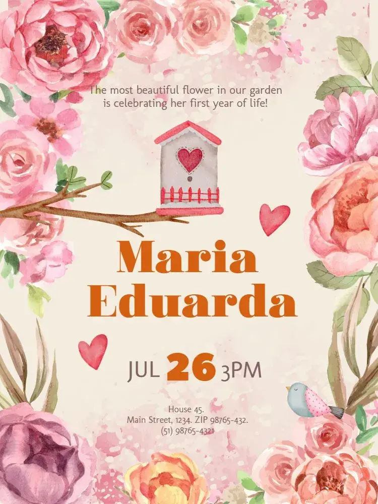 Digital Enchanted Garden Roses Girl invitation