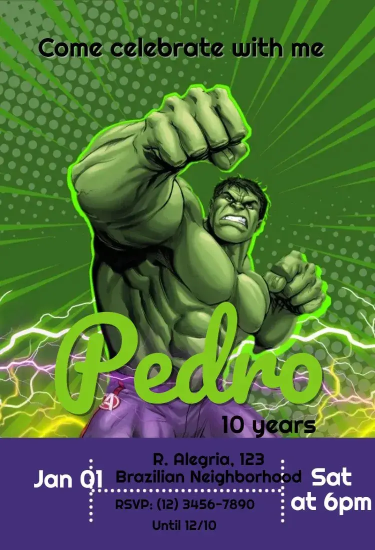 Incredible Hulk invitation