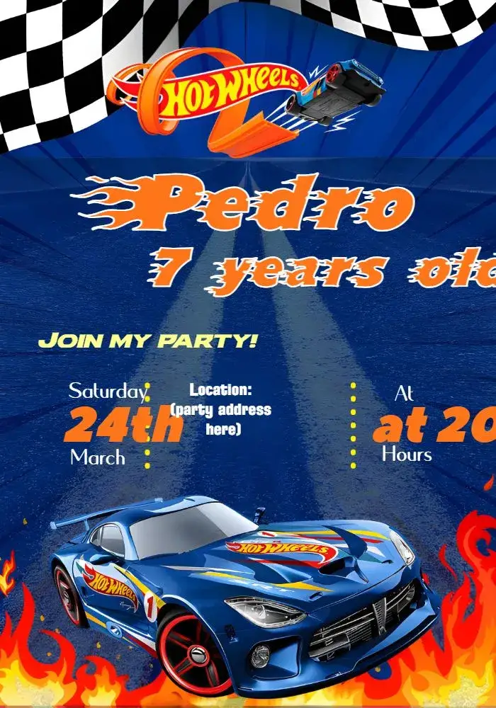 Invitation Hotwheels Race – Most searched for theme modern, colorful, themed, fun, dynamic